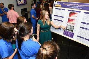 Third-year student Skyler Lagcher’s poster on “Ectopic Sebaceous Gland: Atypical Presentation,” was among the 50 poster presentations at the ECU School of Dental Medicine’s 5th Annual Celebration of Research and Scholarship.