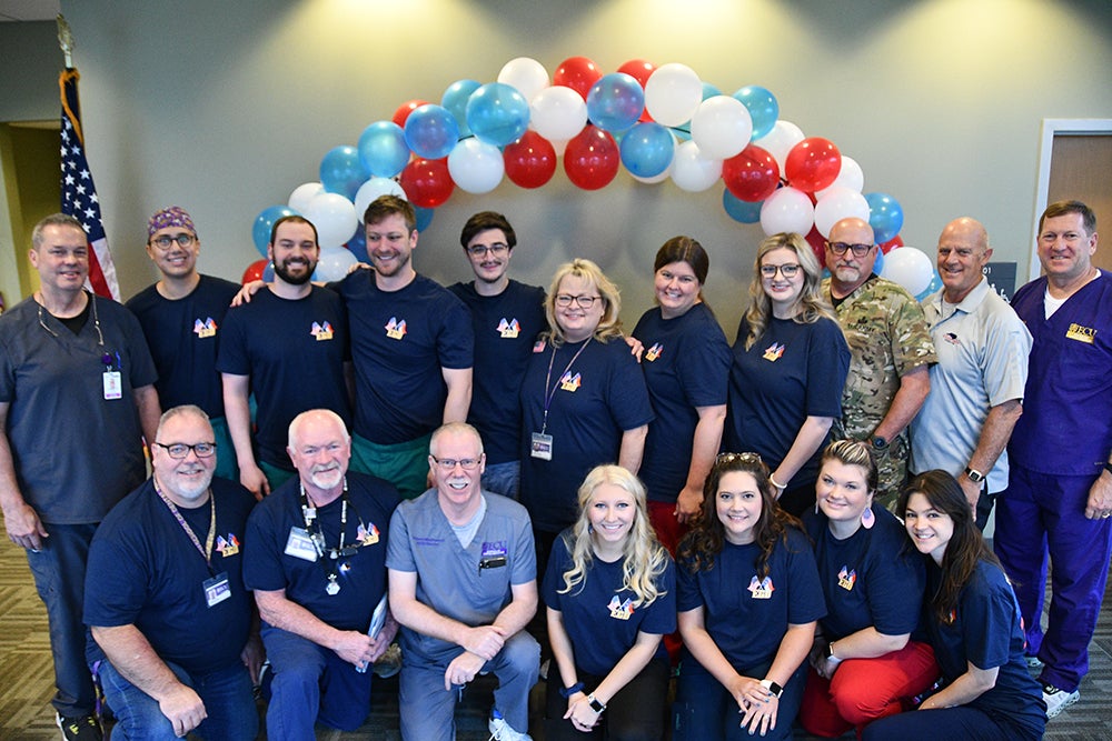 Faculty and staff at the ECU School of Dental Medicine’s community service learning center in Spruce Pine prepare to provide care for veterans during the center’s ECU Smiles for Veterans event Sept. 22.
